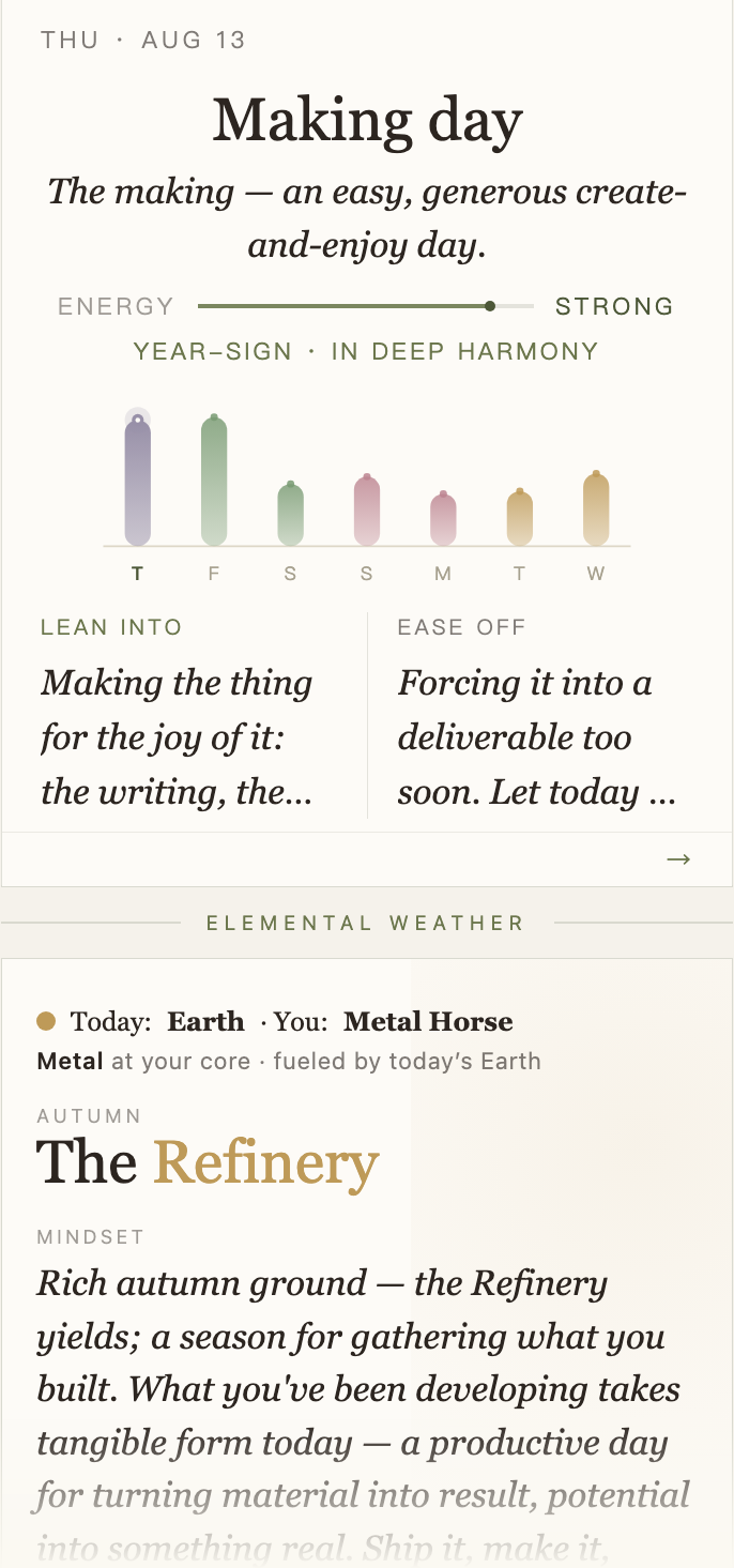 Your daily energy, mapped in the app