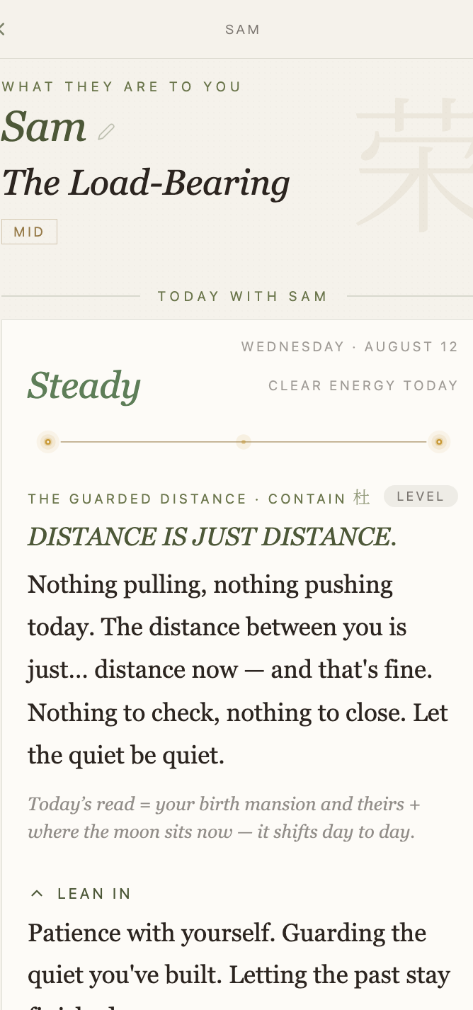 An ex reading in the app — it holds the boundary instead of pulling you back
